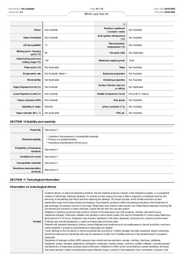 Lead Paint Test Kit – Satefy Information – Master Painters Association ...